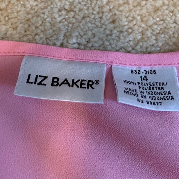 Liz Baker Pink Sheer Blouse with 2 Shells Size 14 - Picture 10 of 16